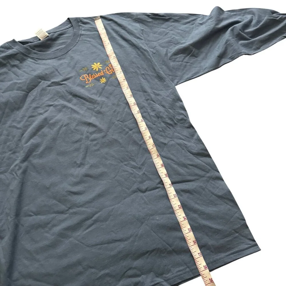 Fruit of the Loom‎ men shirt Blessed Girl Faith Long Sleeve Tee sz Large blue